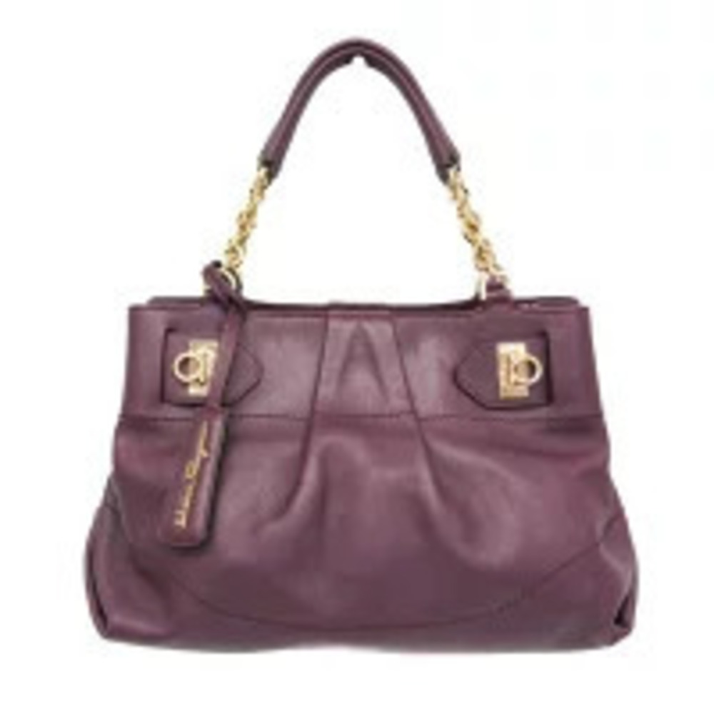 Salvatore Ferragamo Gancini Leather 2Way Shoulder Bag Purple